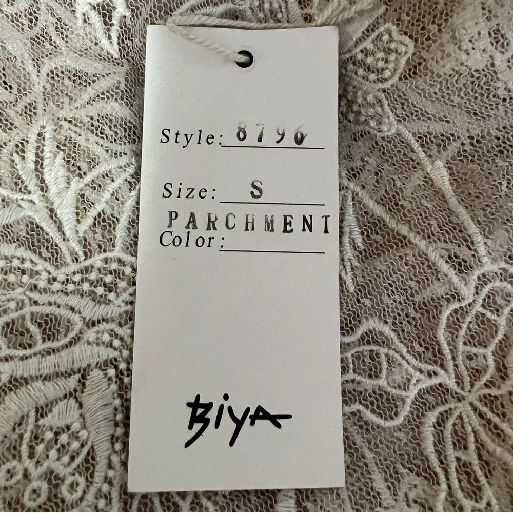 Johnny Was Biya Parchment Sheer Netting Embroidered Dress With Slip Small NWT - Picture 11 of 16